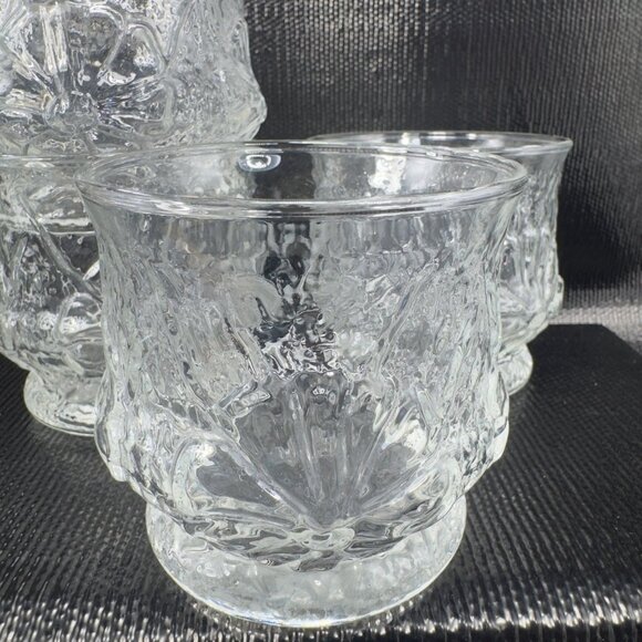 Anchor Hocking Rainflower Old Fashioned Clear Glasses Cups Set 4 BarWare Glasses - Picture 2 of 10